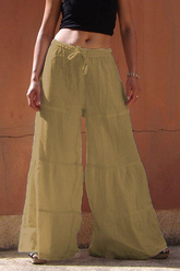 Bas patchwork ample à jambes larges et à joint fendu solide